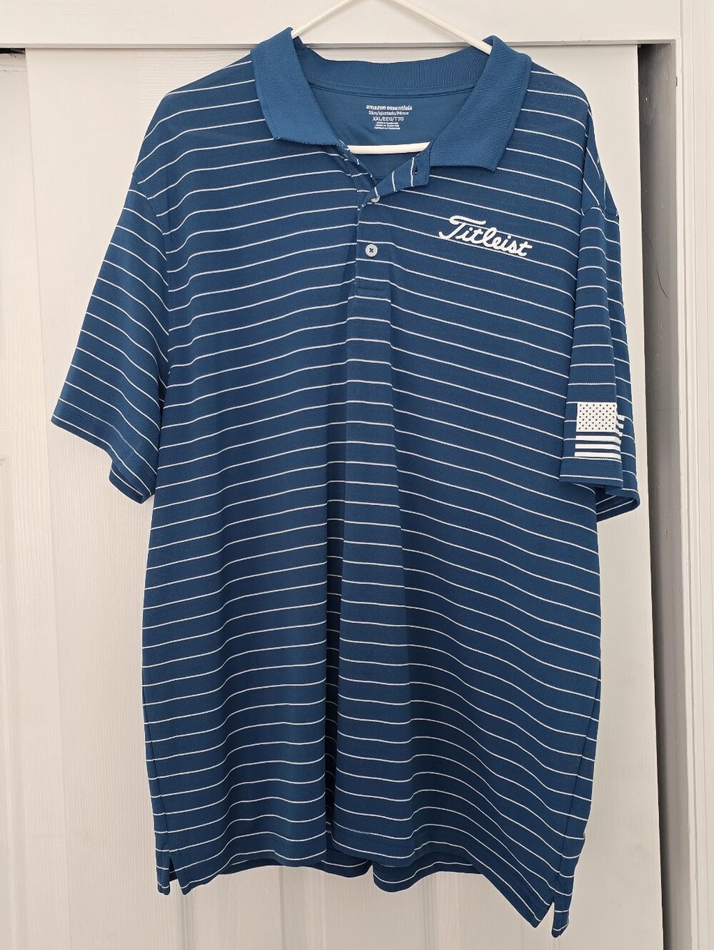 Titleist Blue and White Striped Golf Polo